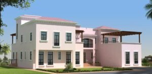 Elegant Mediterranean-style villa featuring spacious terraces and lush garden landscaping.